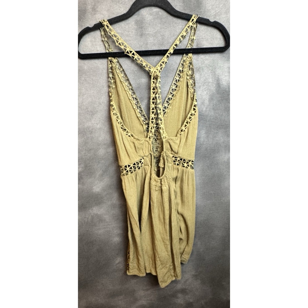 Topshop Forest Green Cut Out‎ Lace Mini Dress Size 4 Boho Crochet Strappy Short - Picture 5 of 5